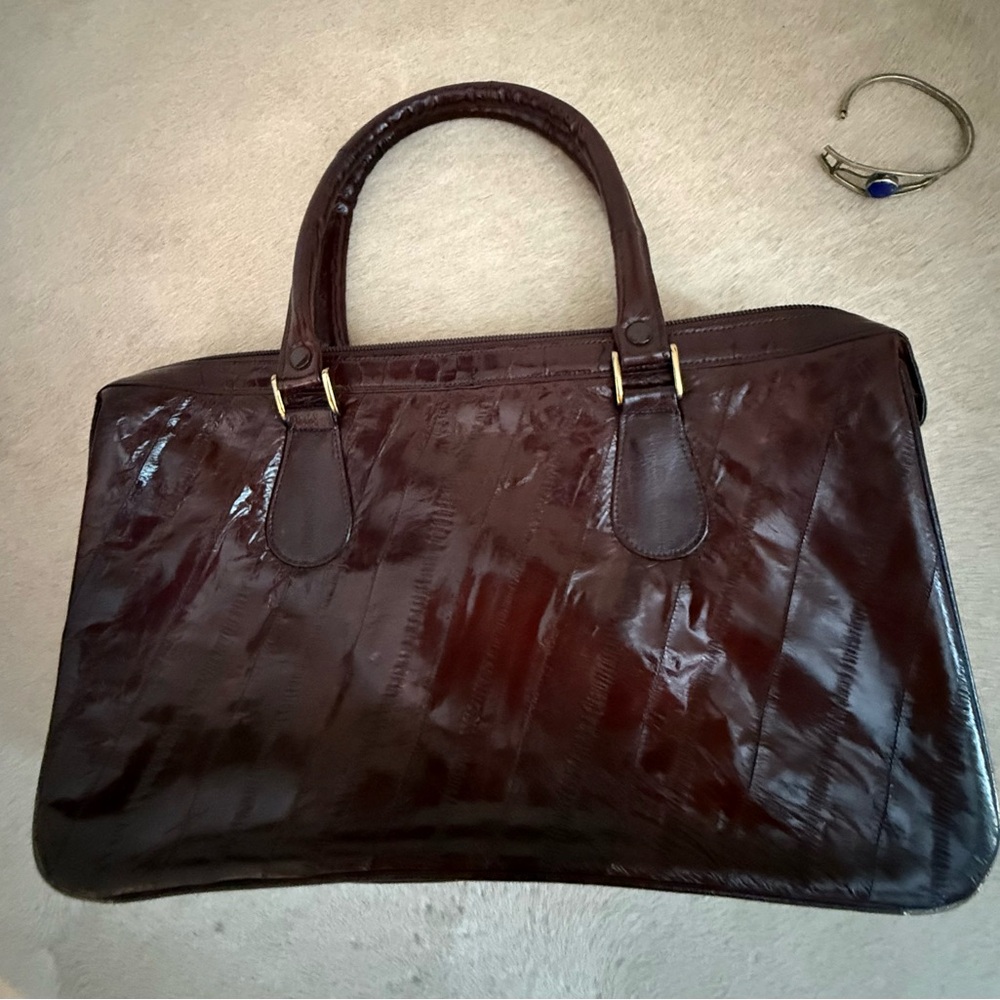 Quiet luxury Brown eel skin vintage Handbag - Picture 7 of 9